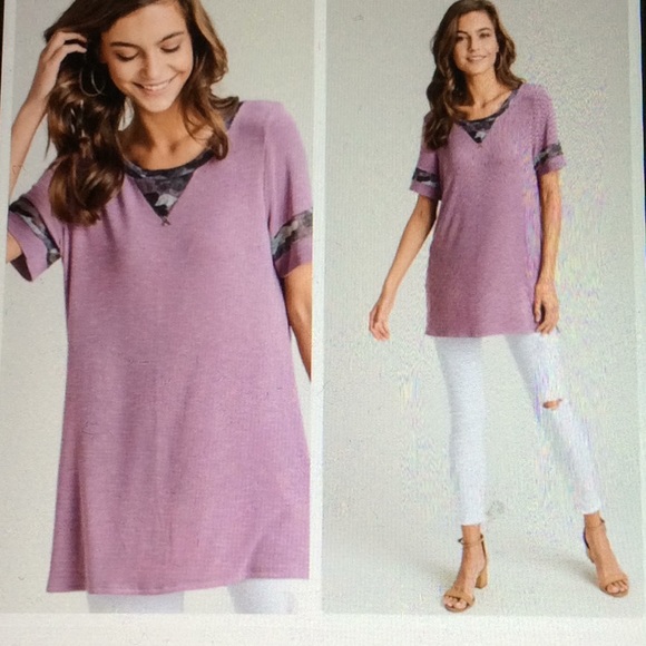 🫐 First love contrast top with short sleeves camo and pink - Picture 5 of 8